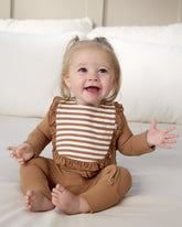 Chestnut Brown Stripe Ruffle Bib