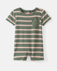 Moss Stripe Pocket Shorty Romper