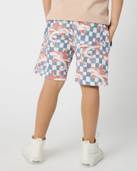 Shark Fin Checks Drawstring Shorts