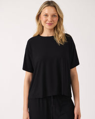 Black Women's Ribbed Boxy Tee
