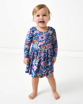 Dusk Blooms Bow Back Skater Dress with Bodysuit