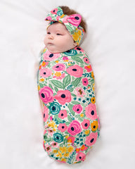 Secret Garden Swaddle & Luxe Bow Headband Set