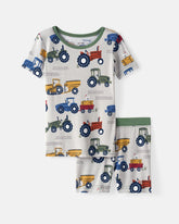 Tractor Tales Two-Piece Short Sleeve & Shorts Pajama Set