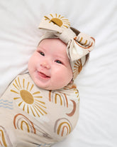 Desert Sunrise Swaddle & Luxe Bow Headband Set
