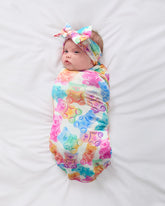 Gummy Giggles Swaddle & Luxe Bow Headband Set