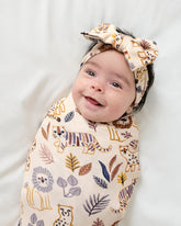 Savanna Friends Swaddle & Luxe Bow Headband Set