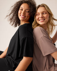 Hazy Brown Women's Ribbed Boxy Tee