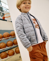 Heather Gray Quilted Track Jacket
