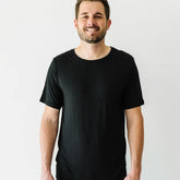 Black Men's Short Sleeve Pajama Top