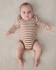 Chestnut Brown Stripe Flutter Bodysuit