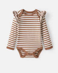 Chestnut Brown Stripe Flutter Bodysuit