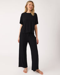 Black Women's Ribbed Boxy Tee