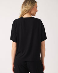 Black Women's Ribbed Boxy Tee