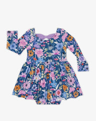 Dusk Blooms Bow Back Skater Dress with Bodysuit