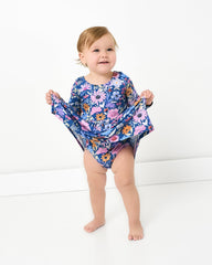 Dusk Blooms Bow Back Skater Dress with Bodysuit