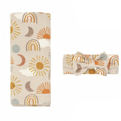 Desert Sunrise Swaddle & Luxe Bow Headband Set