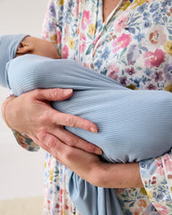 Light Fog Ribbed Swaddle & Infant Beanie Set
