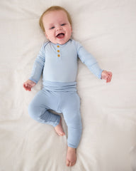 Light Fog Stripe Henley Bodysuit