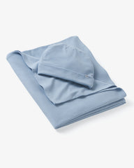 Light Fog Ribbed Swaddle & Infant Beanie Set