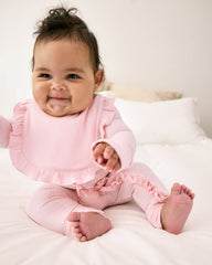 Prima Pink Ribbed Ruffle Bib