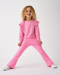 Sweet Pink Ribbed Flare Pant